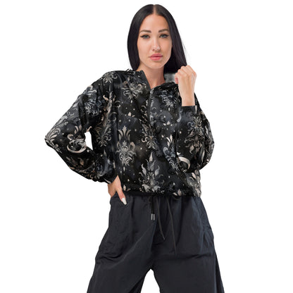 Black Magic Damask Dark Ambiance Cropped Windbreaker