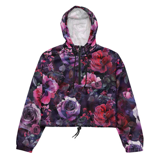 Midnight Rose Dark Ambiance Cropped Windbreaker