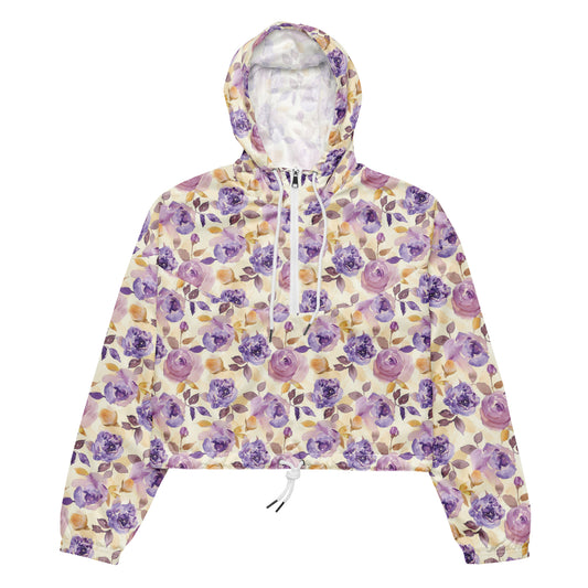 Floral Heaven Vintage Cottagecore-Inspired Cropped Windbreaker