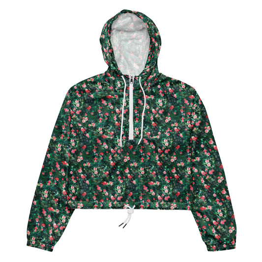 Emerald Dream Vintage Cottagecore-Inspired Cropped Windbreaker