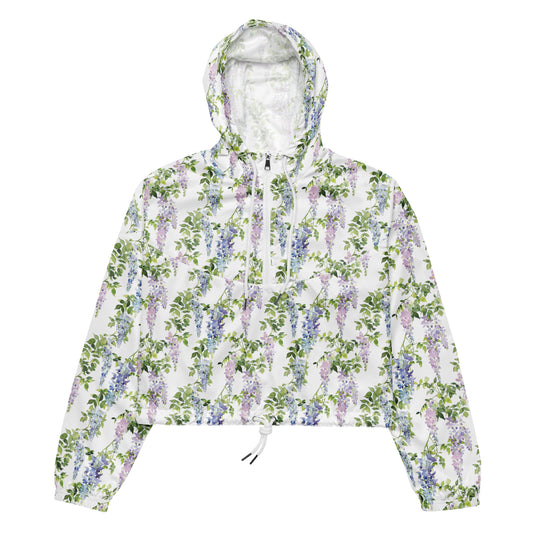 Serene Wisteria Vintage Cottagecore-Inspired Cropped Windbreaker