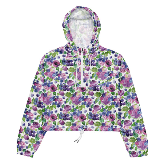 Blueberry Rose Vintage Cottagecore-Inspired Cropped Windbreaker