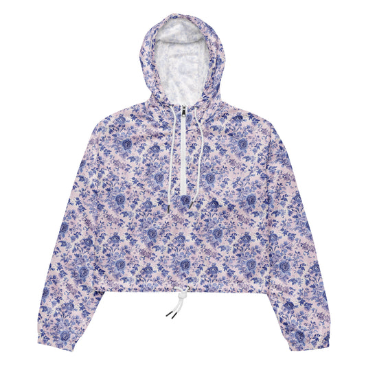 Lilac Rose Nostalgia Vintage Cottagecore-Inspired Cropped Windbreaker