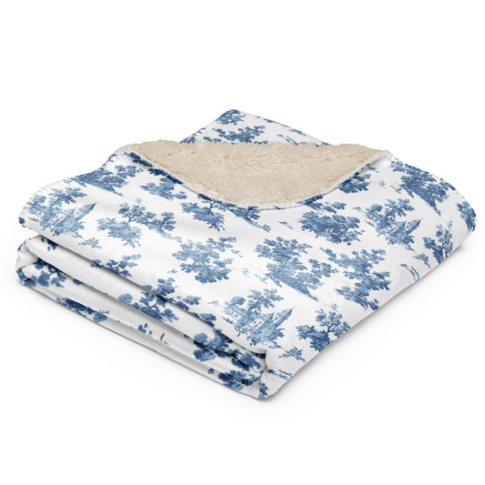 Rural Toile Vintage Cottagecore-Inspired Sherpa Blanket