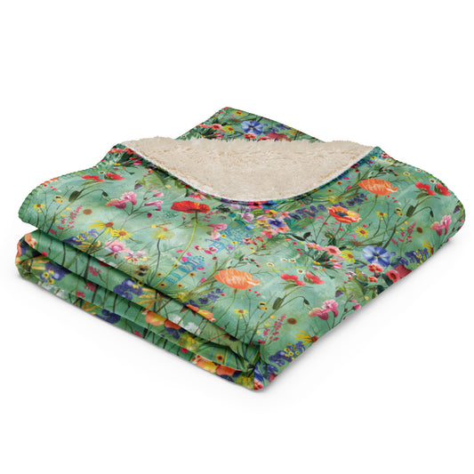 Blossom Garden Vintage Cottagecore-Inspired Sherpa Blanket