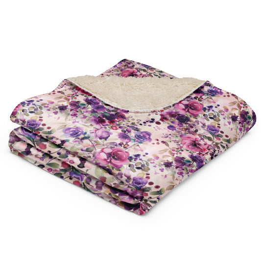 Blossom Perfection Vintage Cottagecore-Inspired Sherpa Blanket